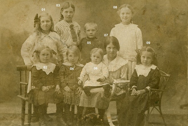 1918 - x - x -x - x - x - Astrid Marie Arnsen f.  Kristiansen 07.06.1916 - x -x - Klara Helene f. Kristiansen 11.04.1912_redigert + nummerert